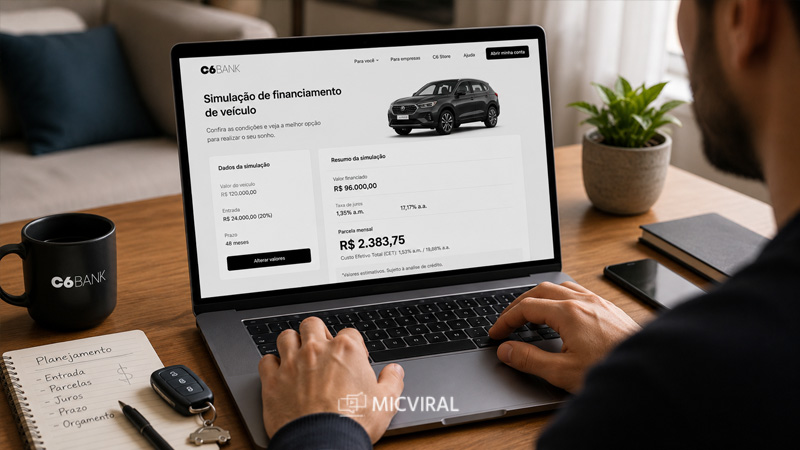 Financiamento de carro do C6 Bank: guia completo para entender parcelas, aprovação, juros e contratação em 2026