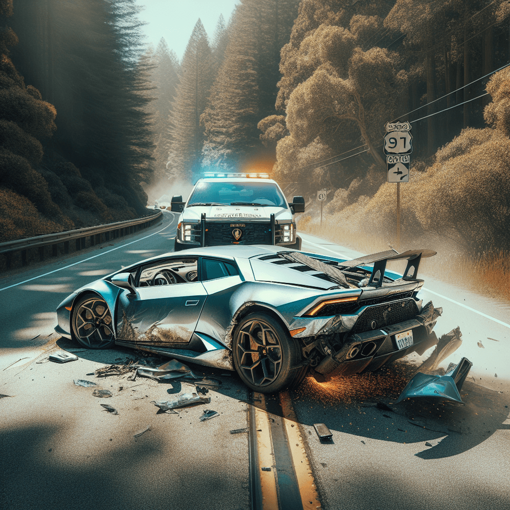 Polícia Empurra Lamborghini Acidentado na Califórnia
