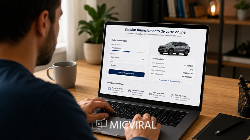 Simular financiamento de carro online e aprender como comparar bancos, parcelas e custo total do veículo com mais segurança